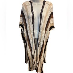 HOUSE OF HARLOW 1960 Cream Crochet Knitted Shawl Kimono Wrap Coverup One Size
